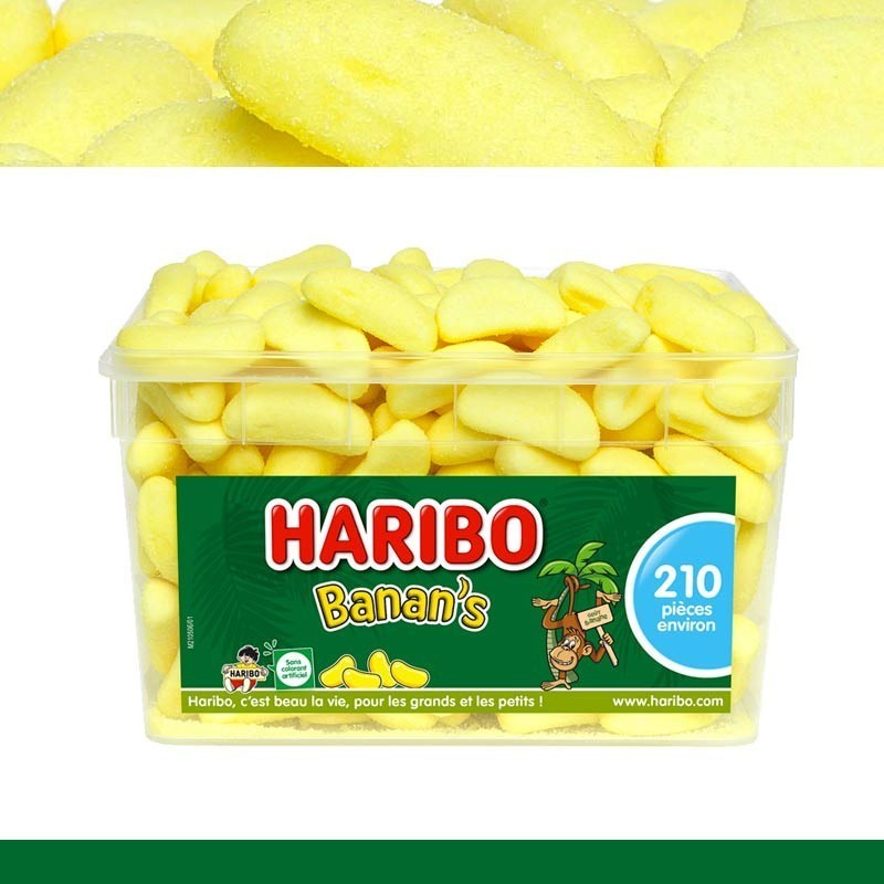 Banan s Banane Bams HARIBO boîte 210 bonbons banane